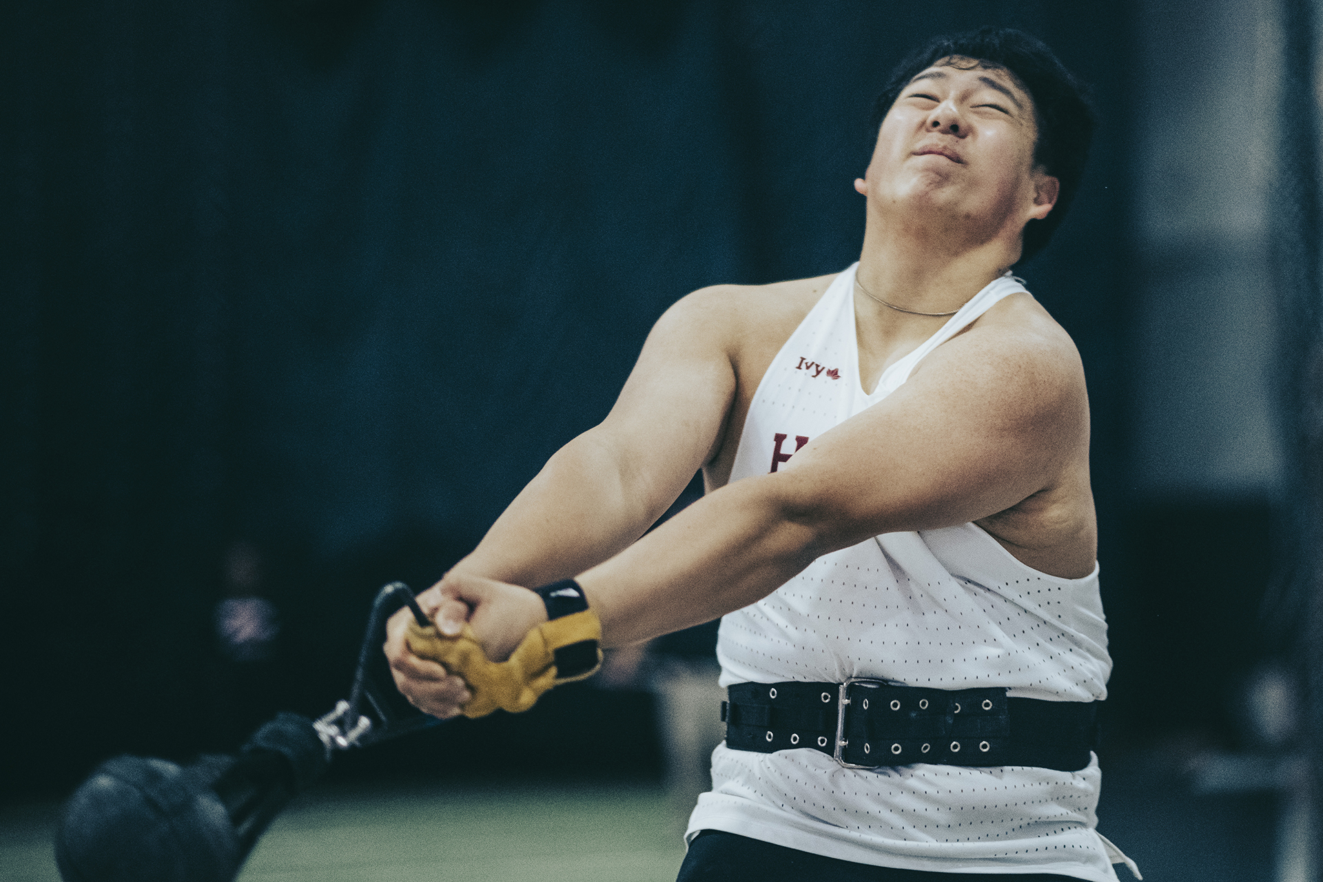 Daniel Ye competing in weight throwing