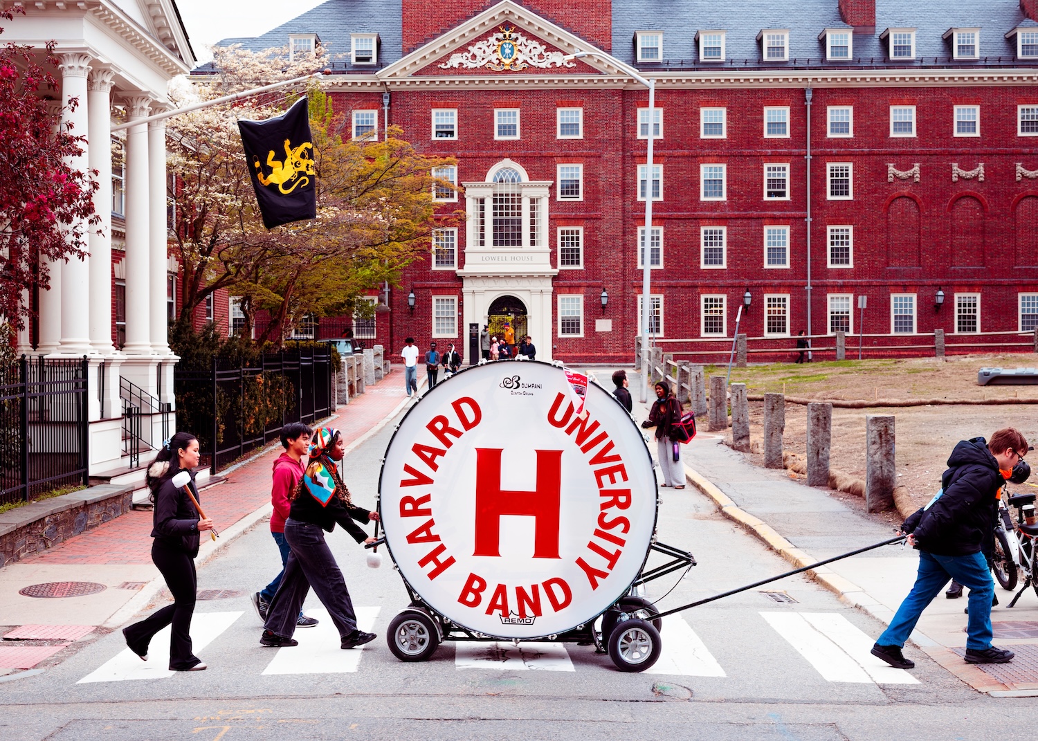 Players with the Harvard University Band hauled an enormous drum to the annual pick-up performance of Tchaikovsky's 1812 Overture, a festival tradition. 