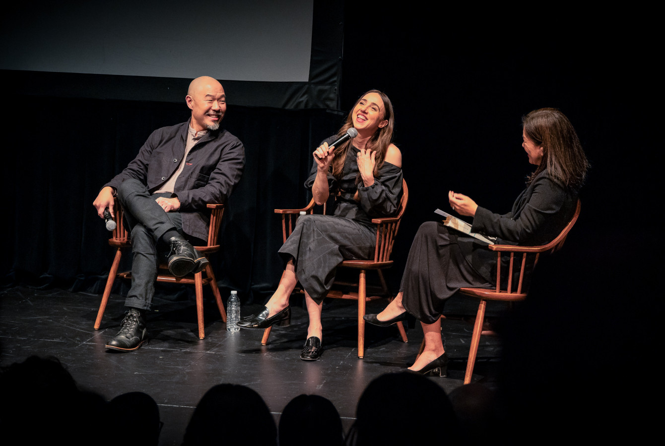 Zoe Kazan, at center, discussed her Netflix adaptation with actor Hoon Lee ’94 and Professor Ju Yon Kim.