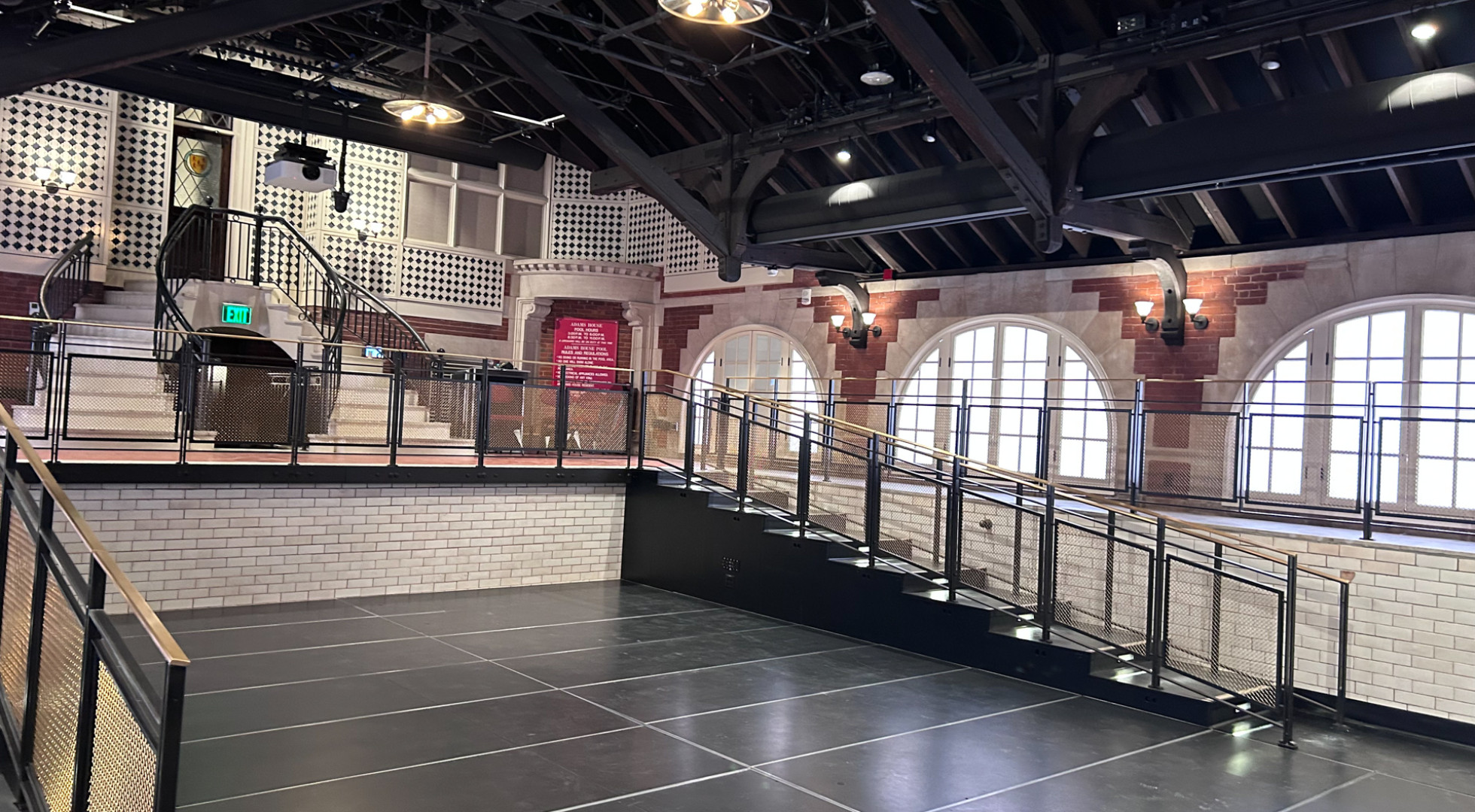 The Adams Pool Theater‘s rear entry staircase