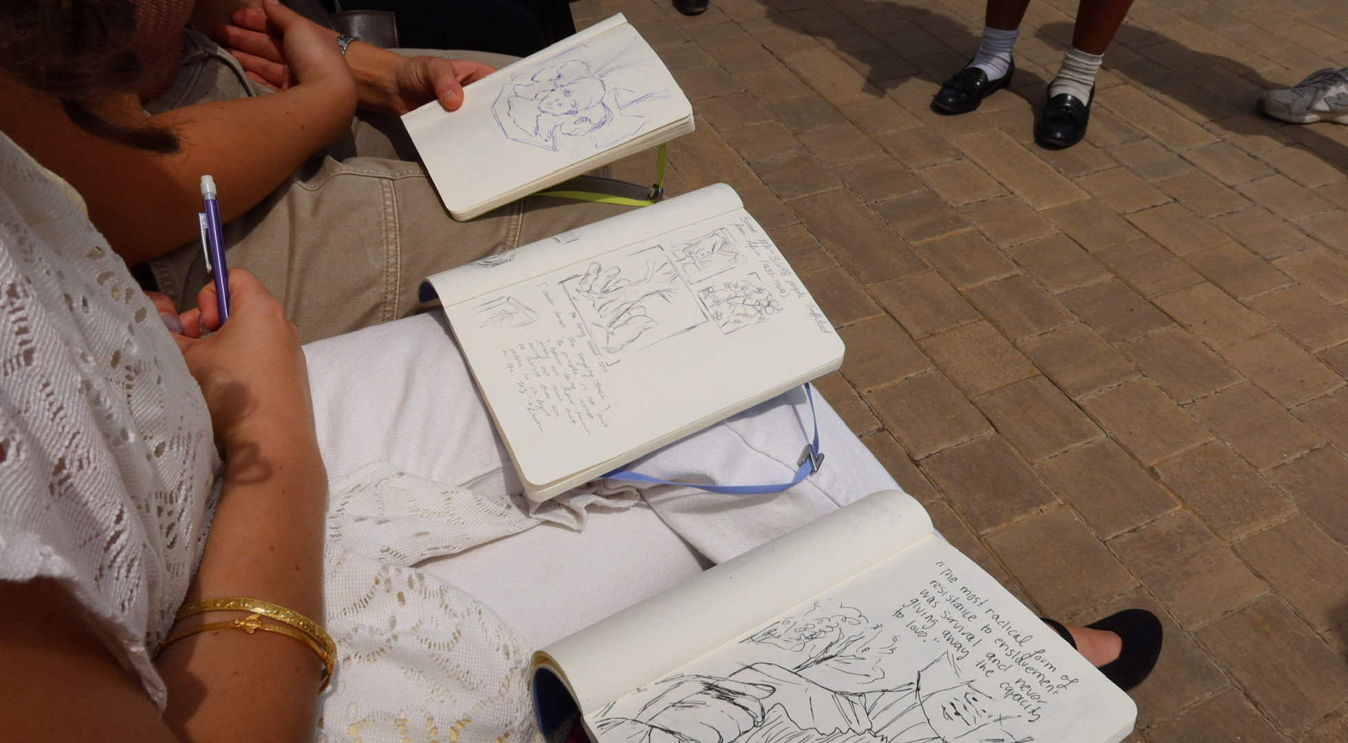 Harvard students wrote and sketched in Moleskine notebooks about their impressions of the the National Memorial to Peace and Justice in Montgomery, Ala.
