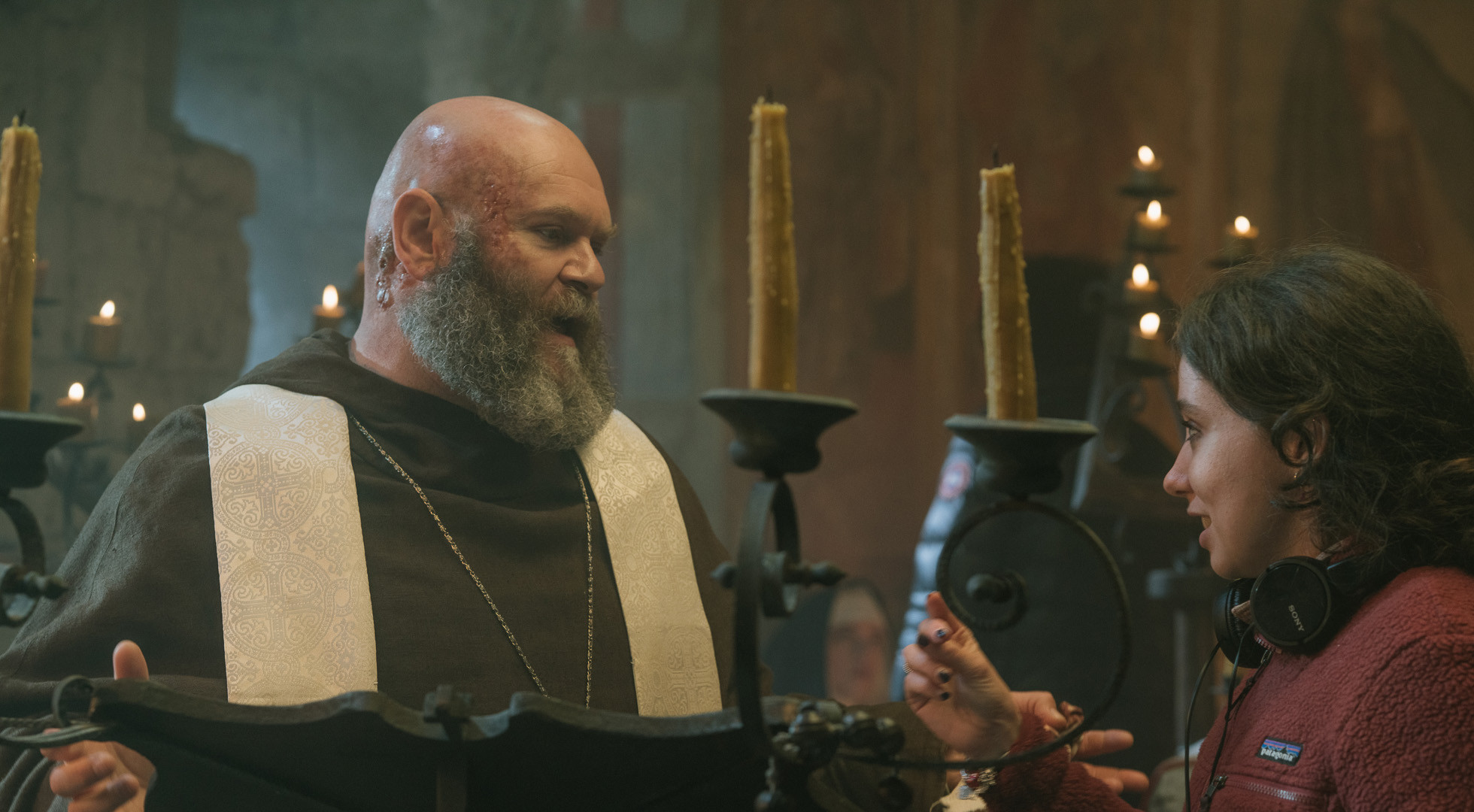 Co-director Abigail Ory with actor Darko Perić on the set of the film “Death Do Us Part”