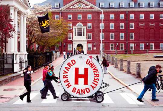 Players with the Harvard University Band hauled an enormous drum to the annual pick-up performance of Tchaikovsky's 1812 Overture, a festival tradition.