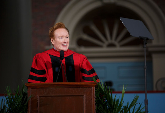Conan O’Brien delivering the Commencement address at Harvard