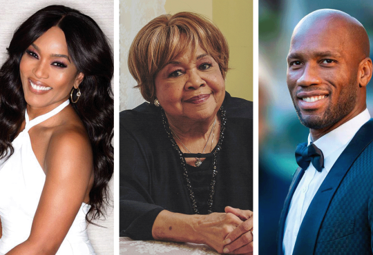 Portraits of Angela Bassett, Mavis Staples, and Didier Drogba