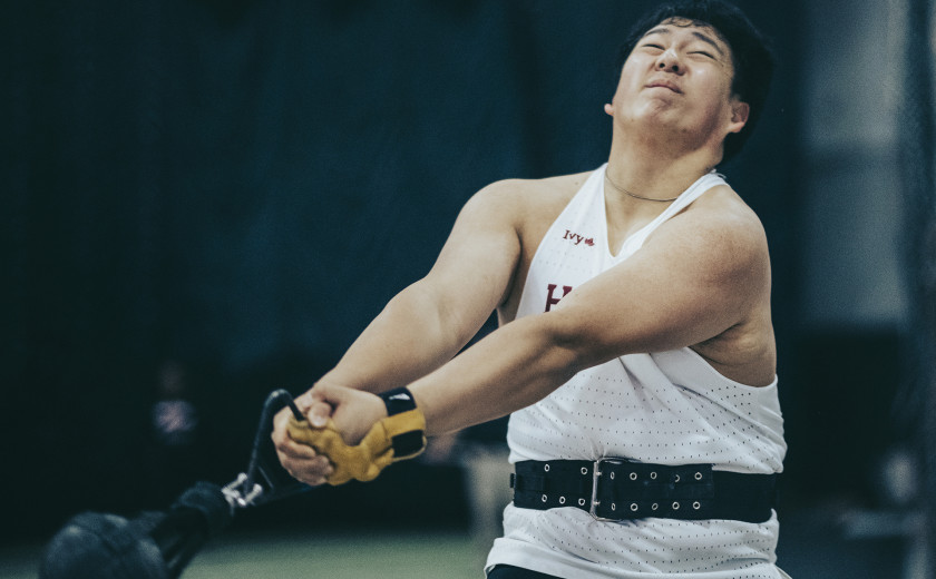 Daniel Ye competing in weight throwing