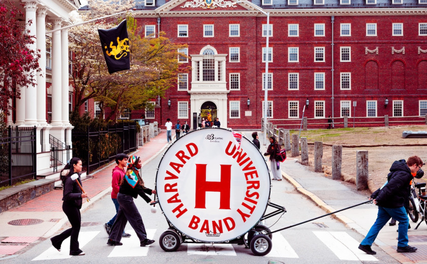 Players with the Harvard University Band hauled an enormous drum to the annual pick-up performance of Tchaikovsky's 1812 Overture, a festival tradition.