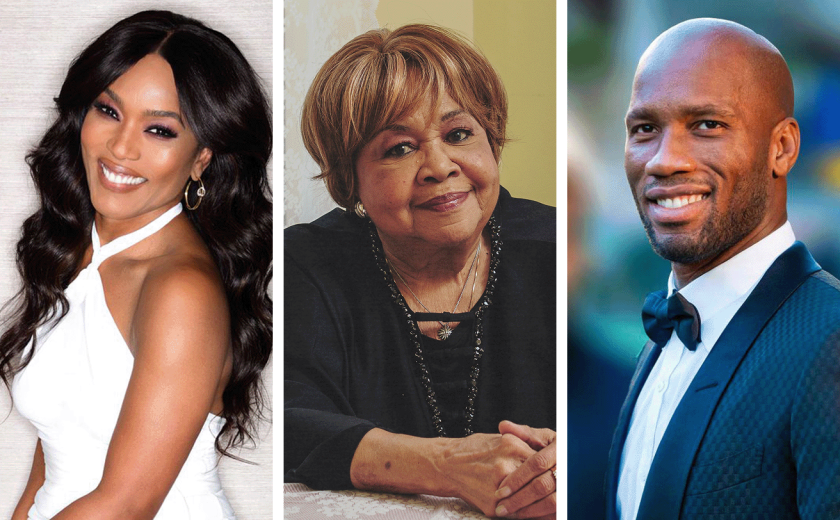 Portraits of Angela Bassett, Mavis Staples, and Didier Drogba