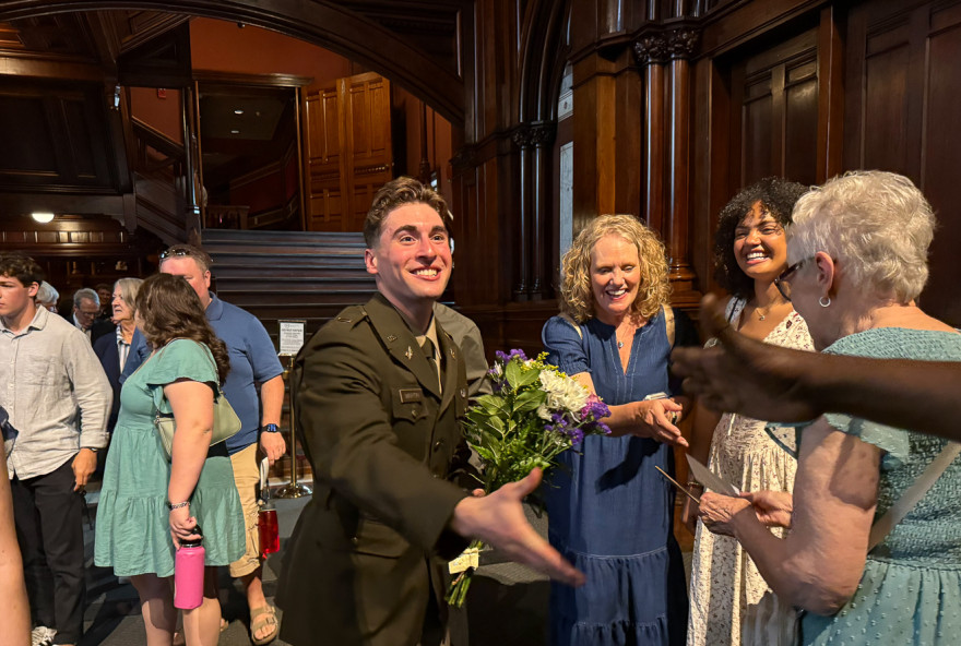 Jack Martin ’26 shaking hands with well-wishers