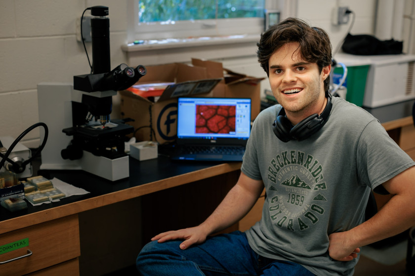 Tom Weber, from Colorado State University, spent the summer studying how the microscopic anatomy of tree leaves varies with elevation.