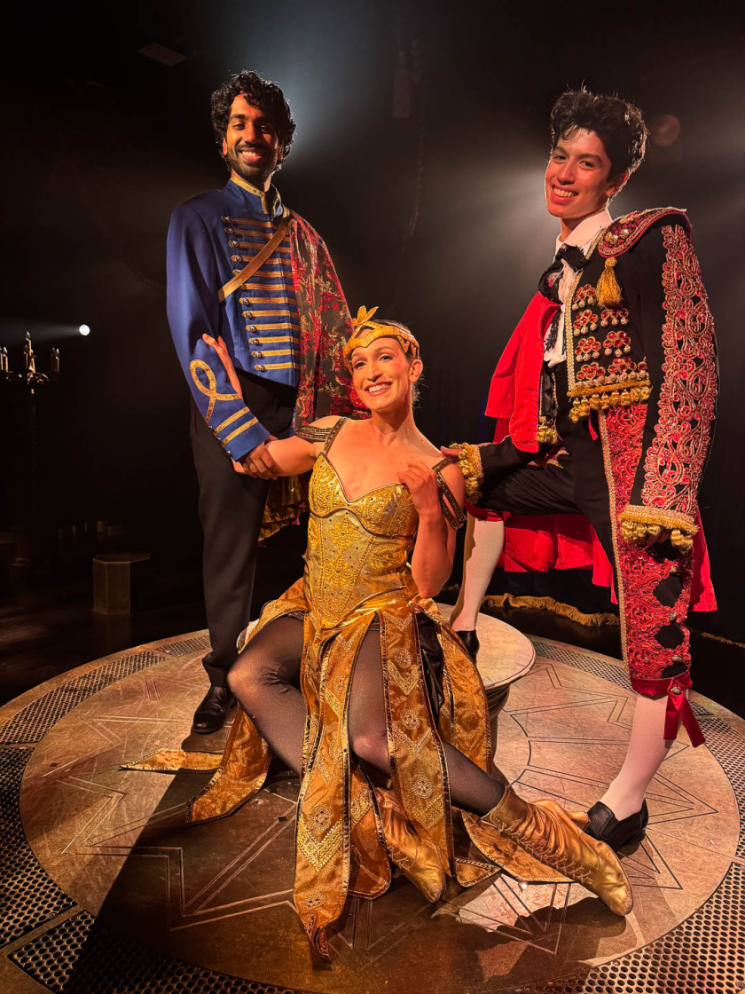 “Masquerade” assistant dance captain Milena J. Comeau struck a pose with castmates Saman de Silva and Tanner Quirk
