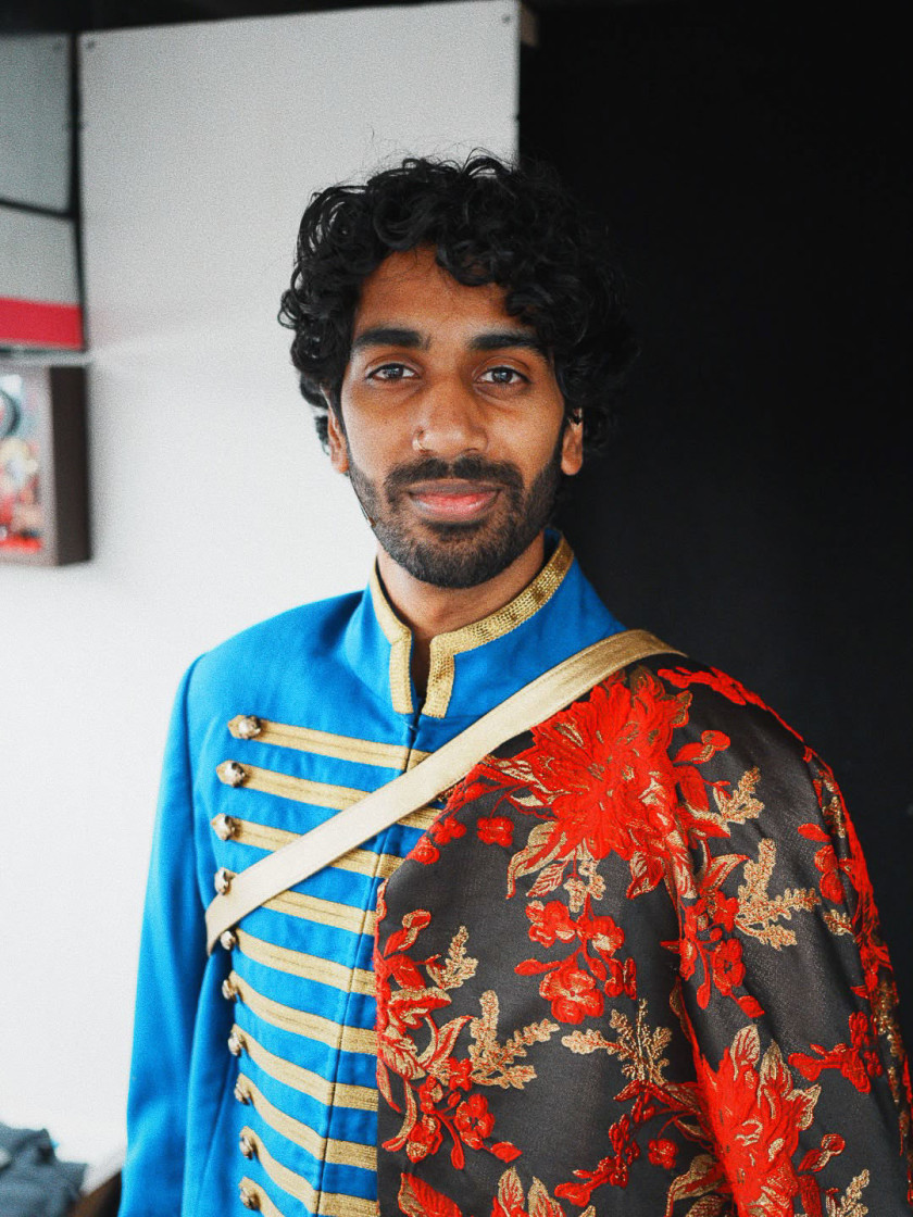 Saman de Silva backstage at “Masquerade” in costume as Raoul