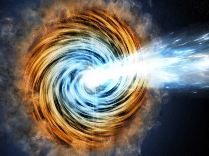 An artist rendering of a blazar