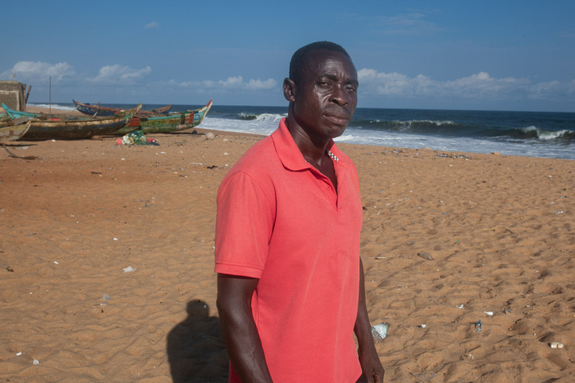 Mathieu Kouao on the coastline in Côte D’Ivoire