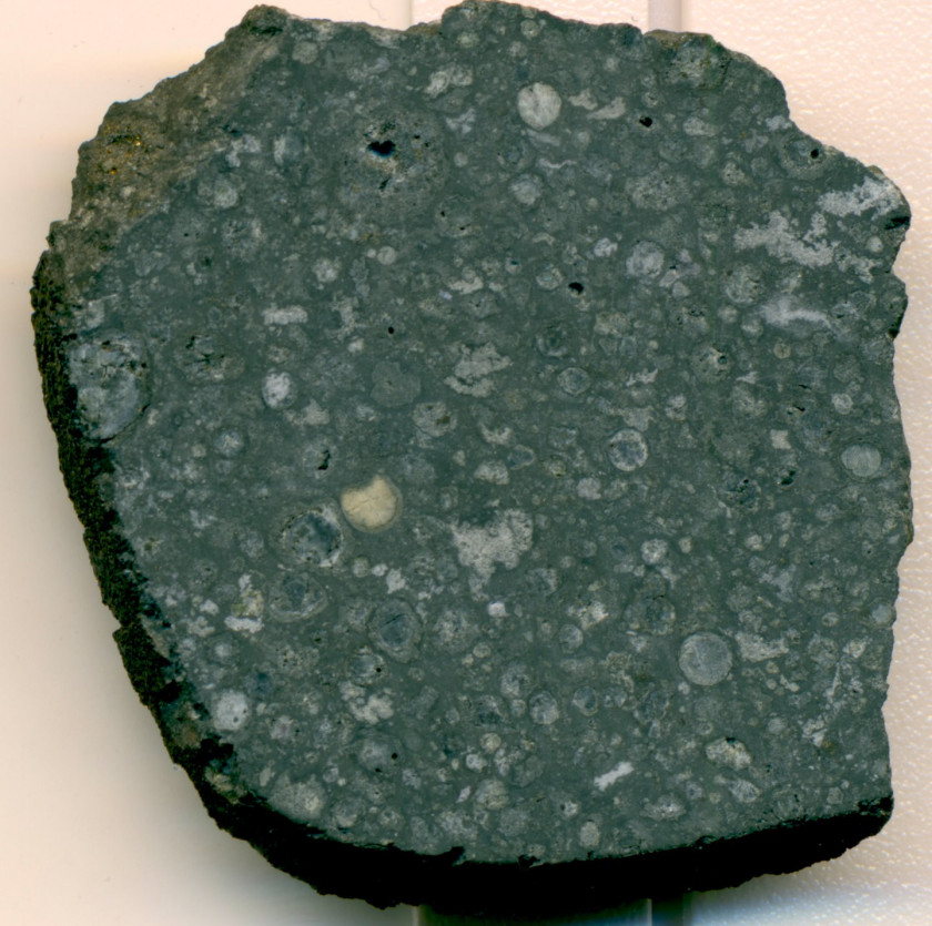 interior slice of a carbonaceous chondrite meteorite